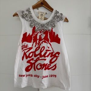 Alice & Olivia Rolling Stones Embellished Tank Top